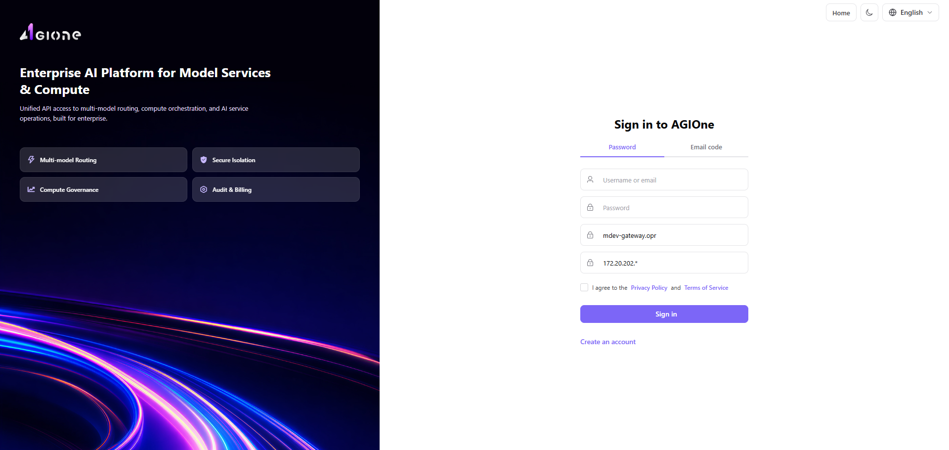 Sign-in page
