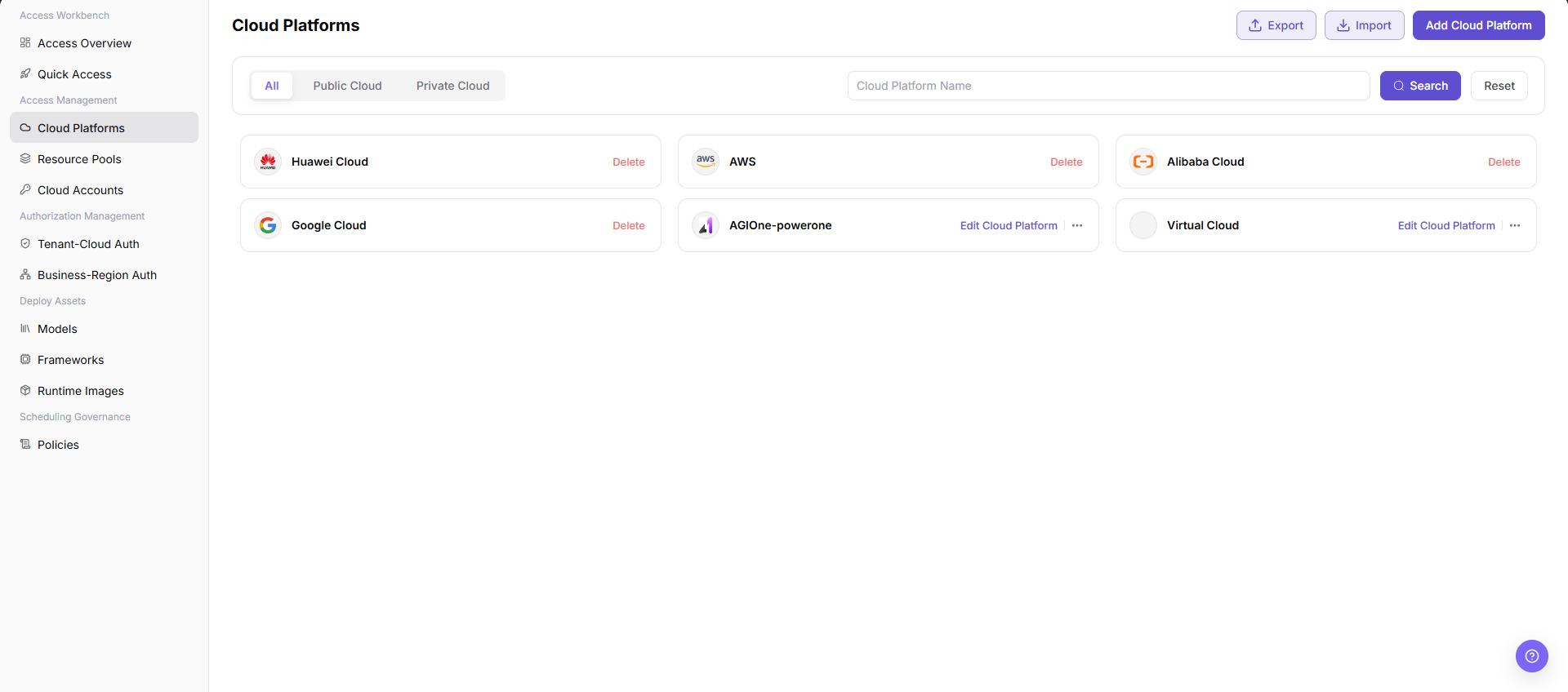 Review connected cloud platforms