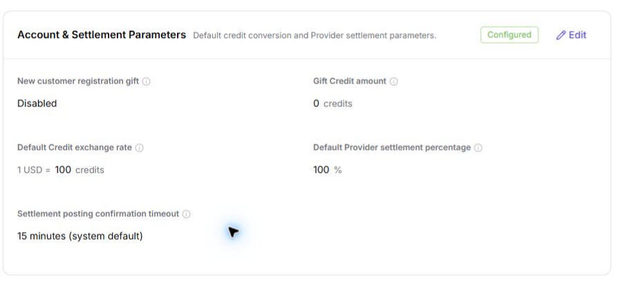 Account and Settlement Configuration