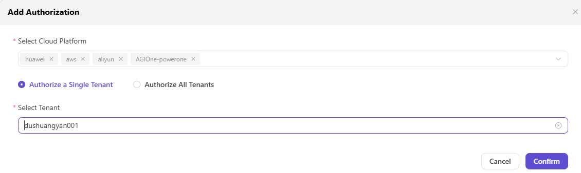 Add tenant-cloud authorization