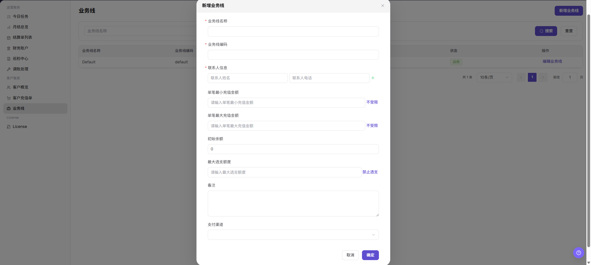 新增业务线