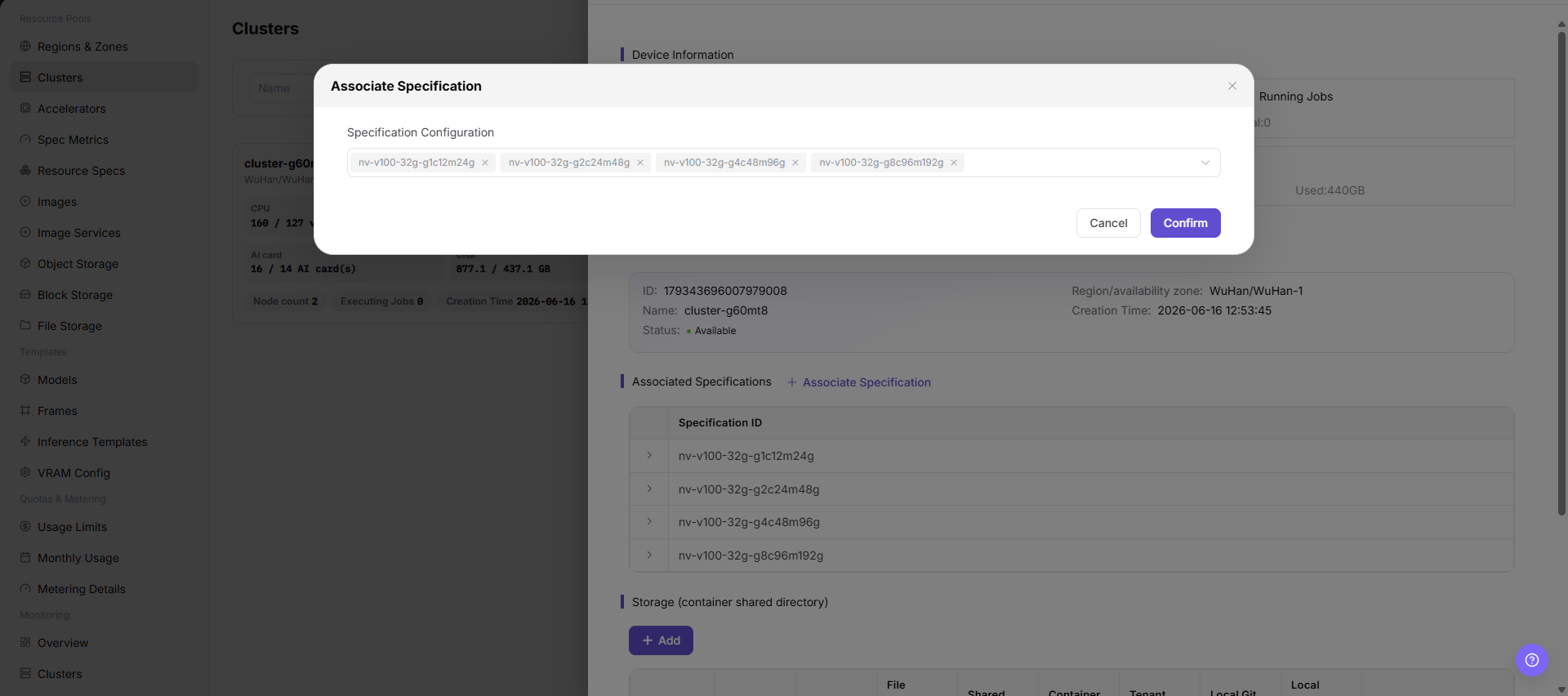 Associate Specifications