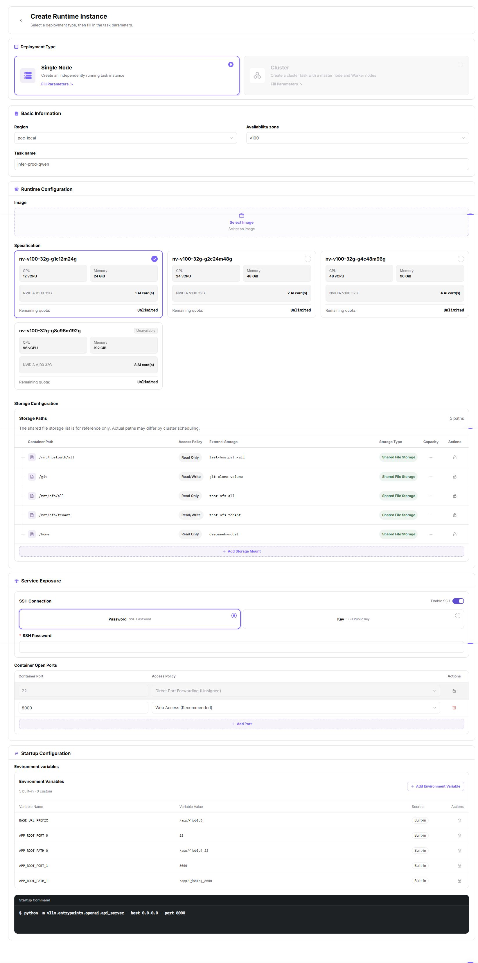 Create a training runtime instance