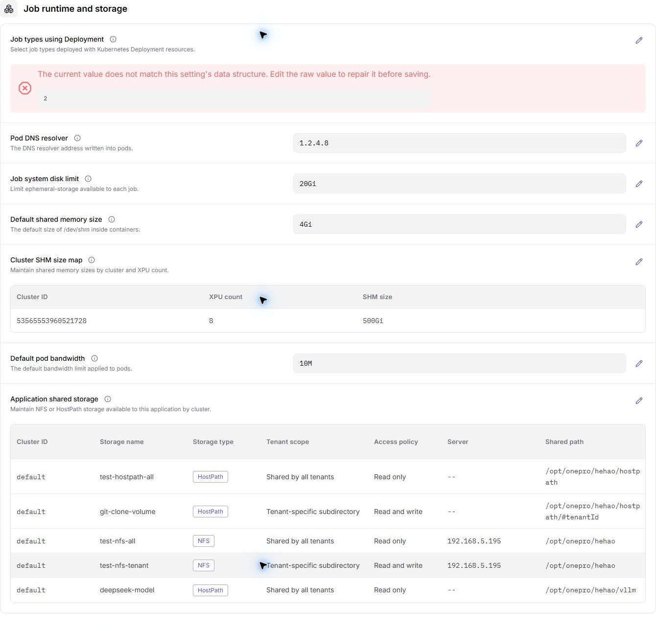 Task runtime environment and storage
