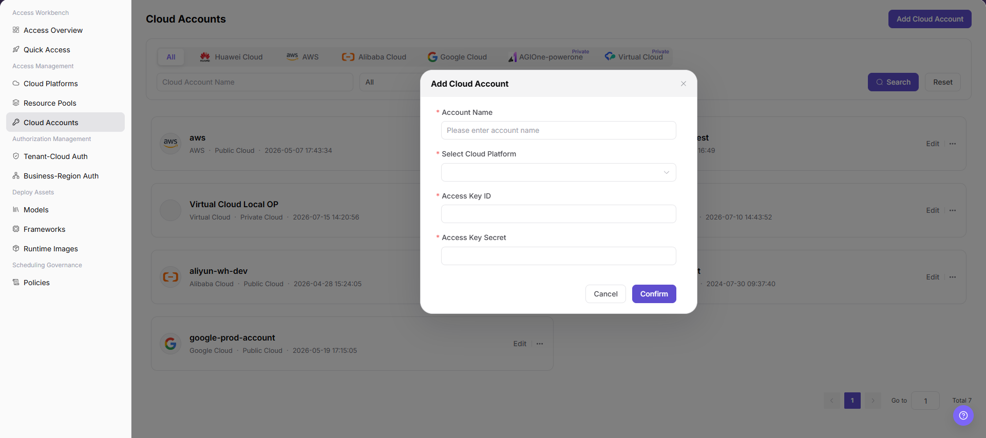 Add Cloud Account
