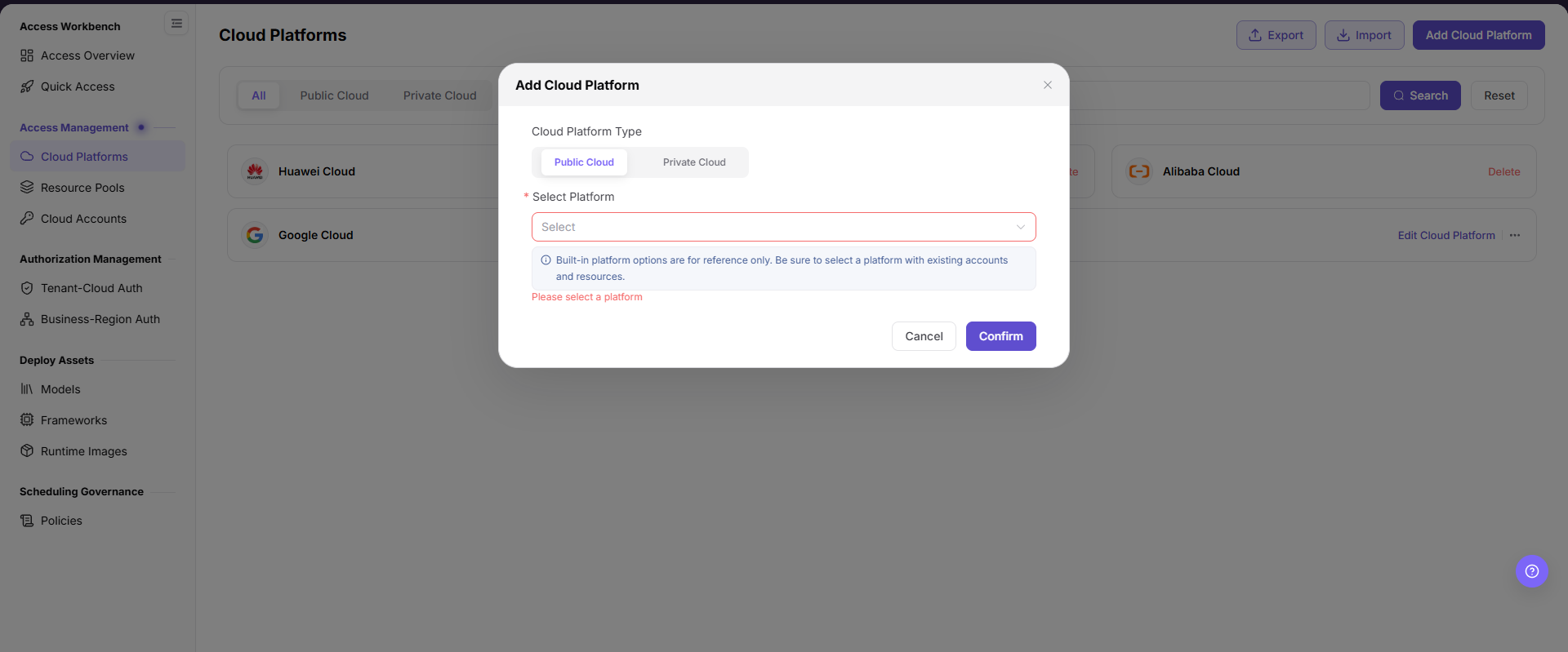 Add Cloud Platform