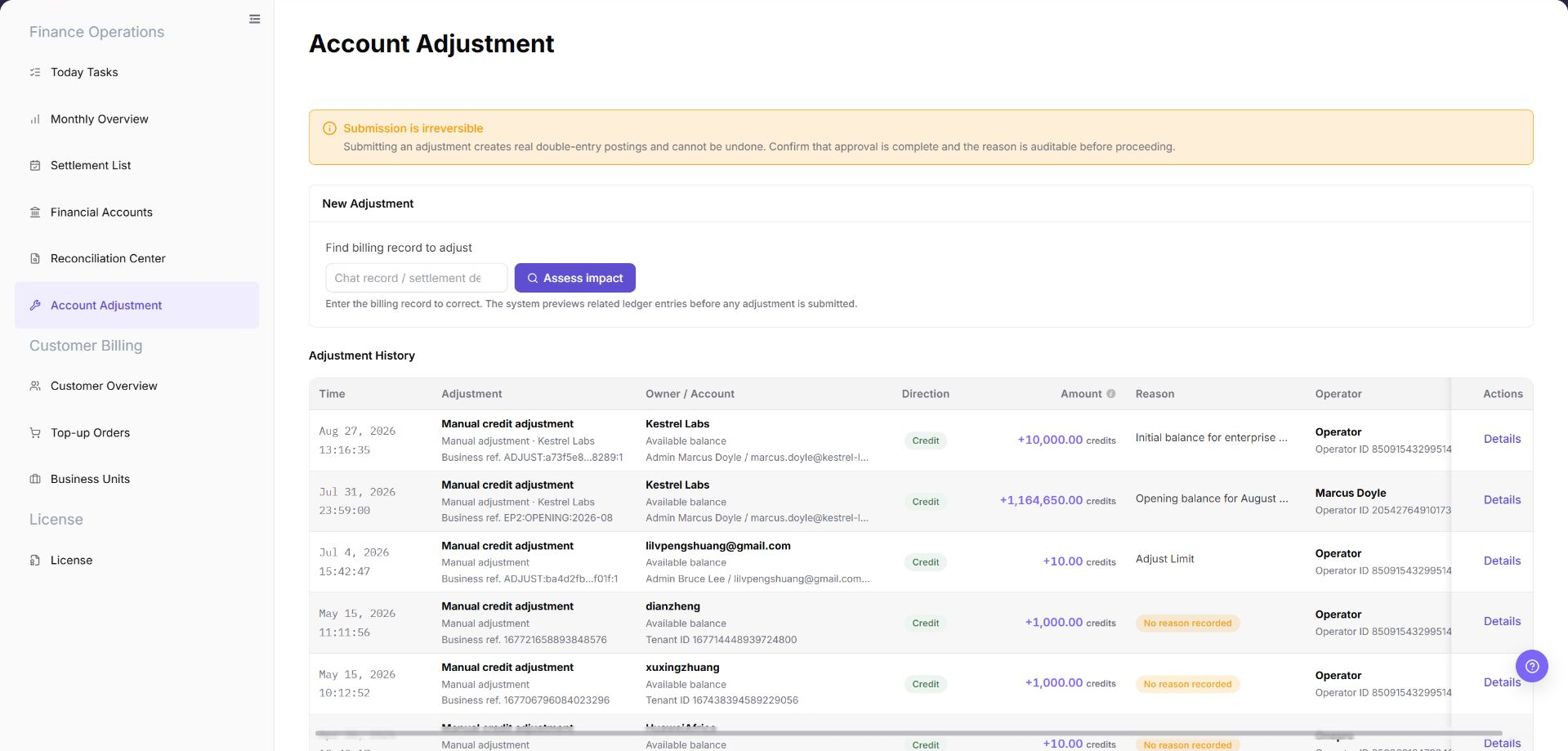 Account Adjustment - Evaluate Adjustment Impact
