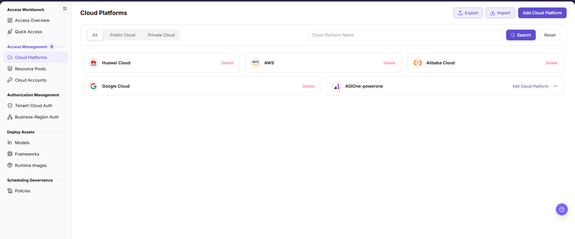 Cloud Platforms page