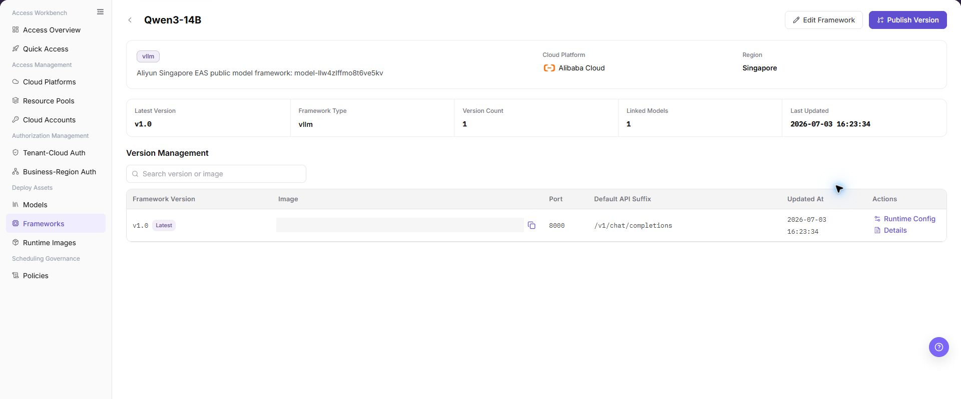 Framework details