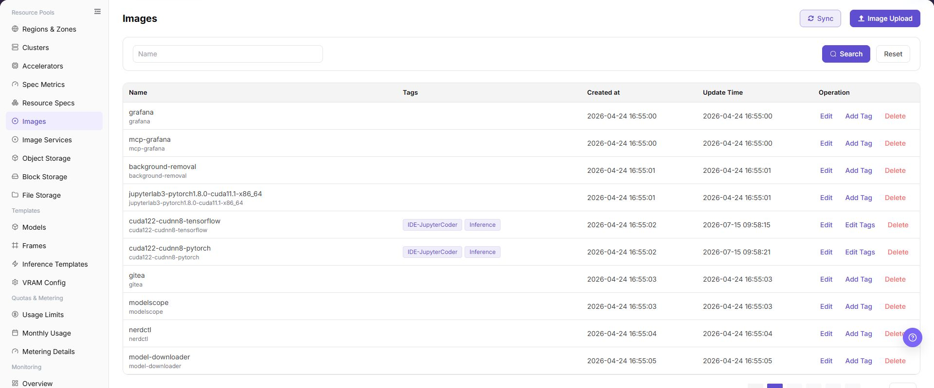 Confirm that the runtime image is visible in Image Management