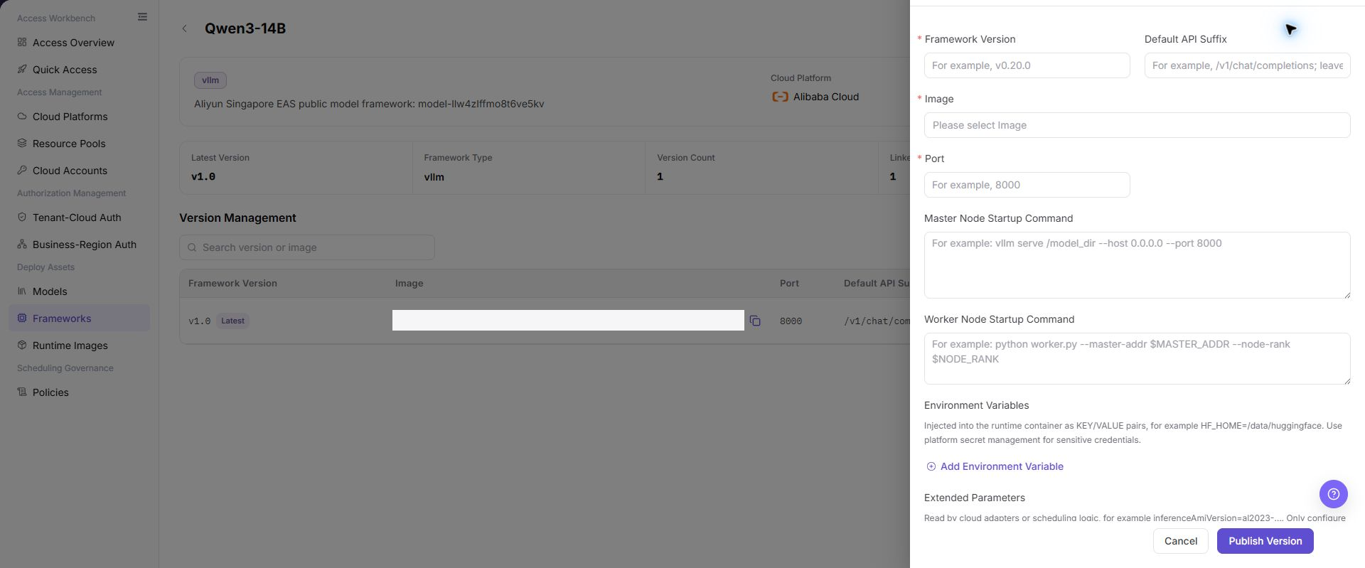 Publish framework version