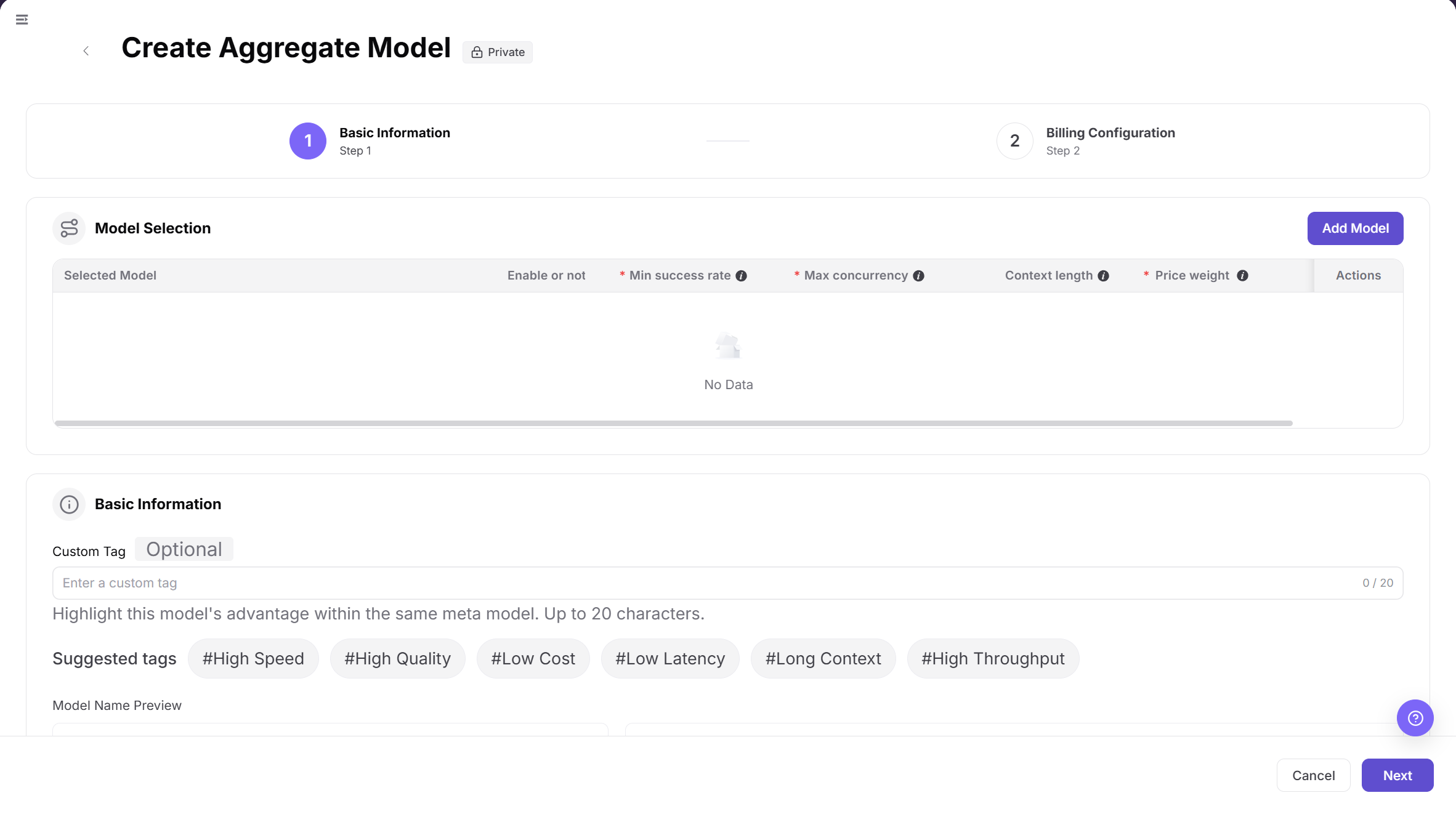 Enter aggregate-model details