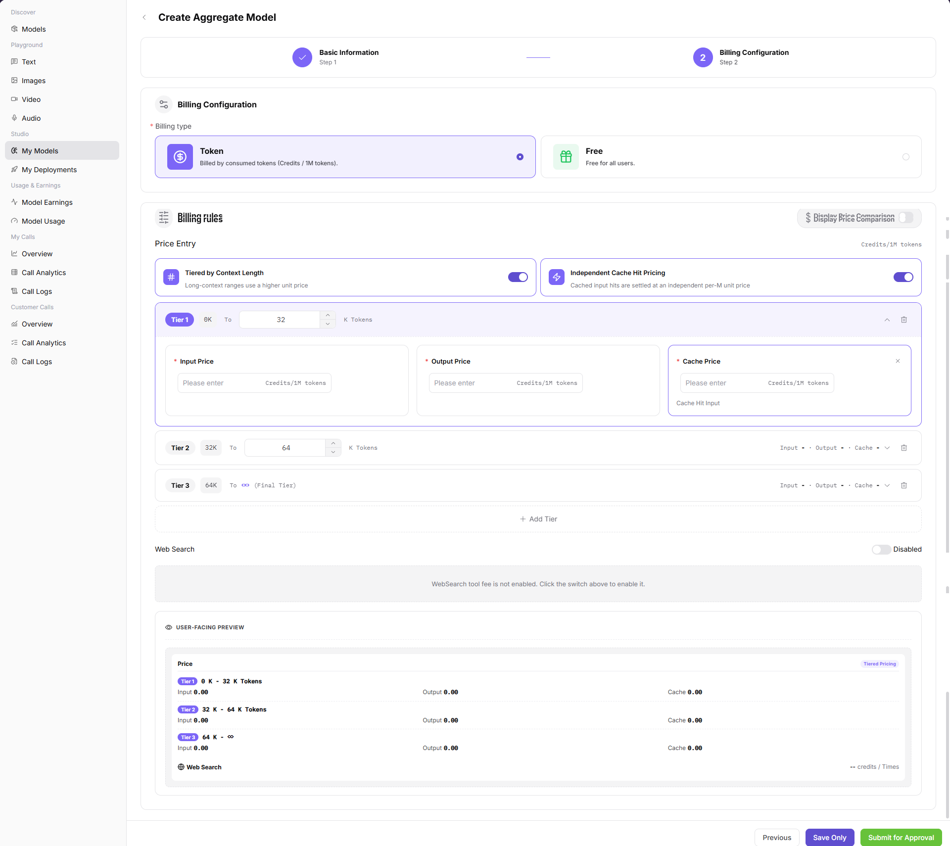 Configure aggregate-model billing