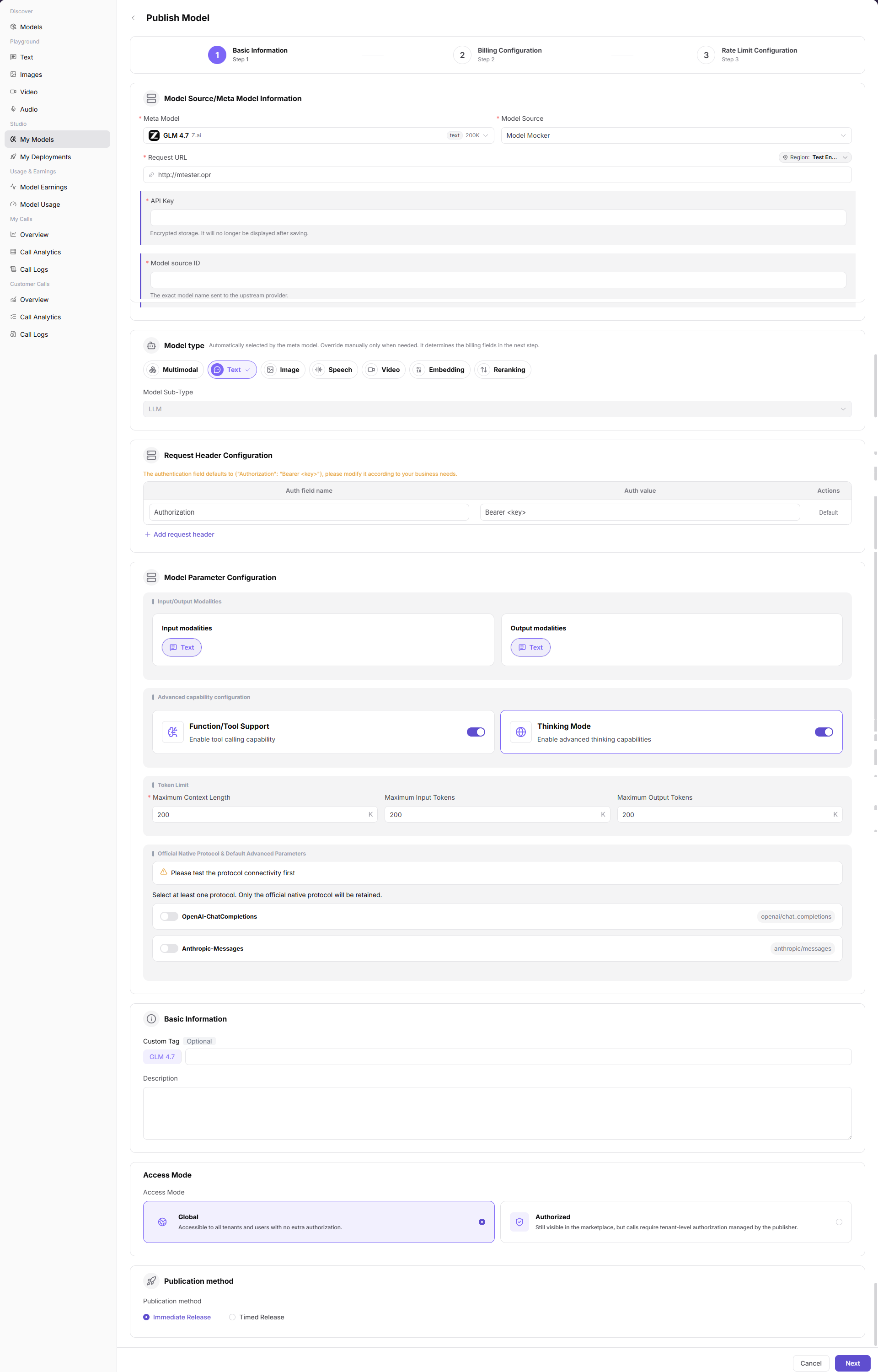 Enter publishing details