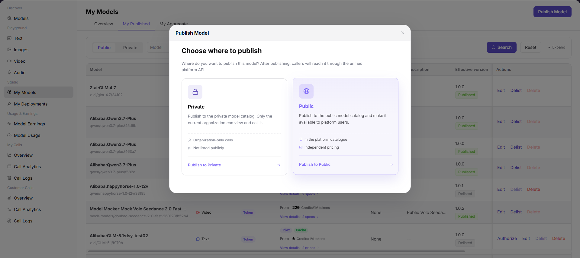 Choose where to publish