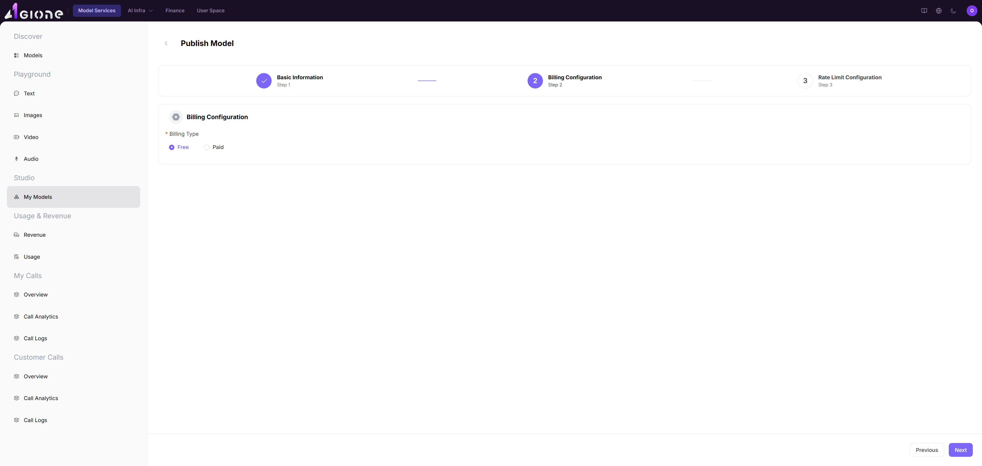 Set billing to Free for the test scenario