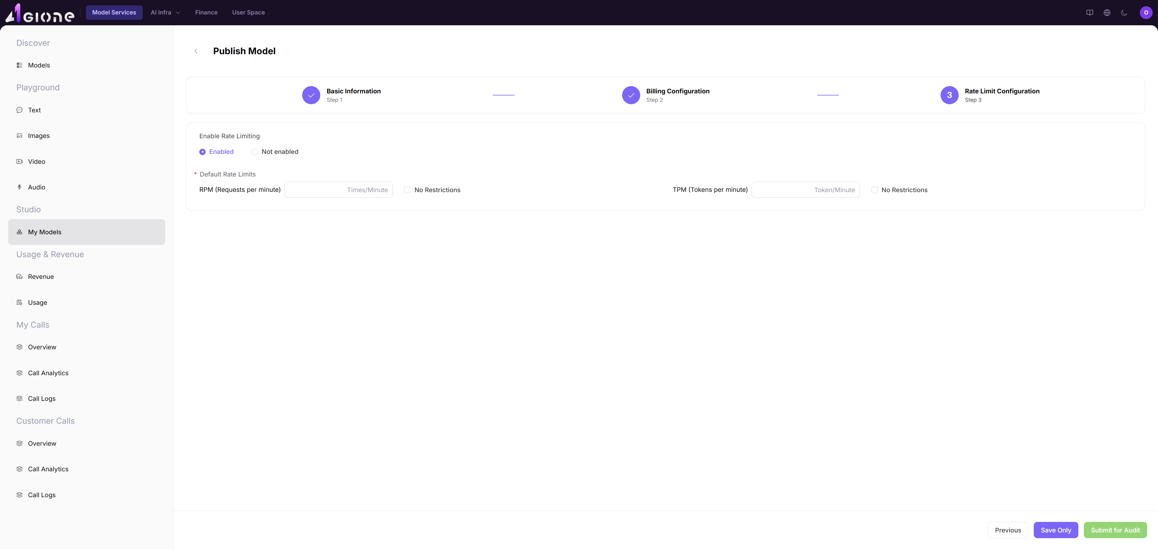 Review the rate-limit configuration before submission