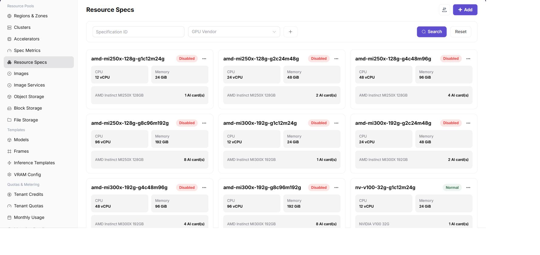 Verify resource specifications