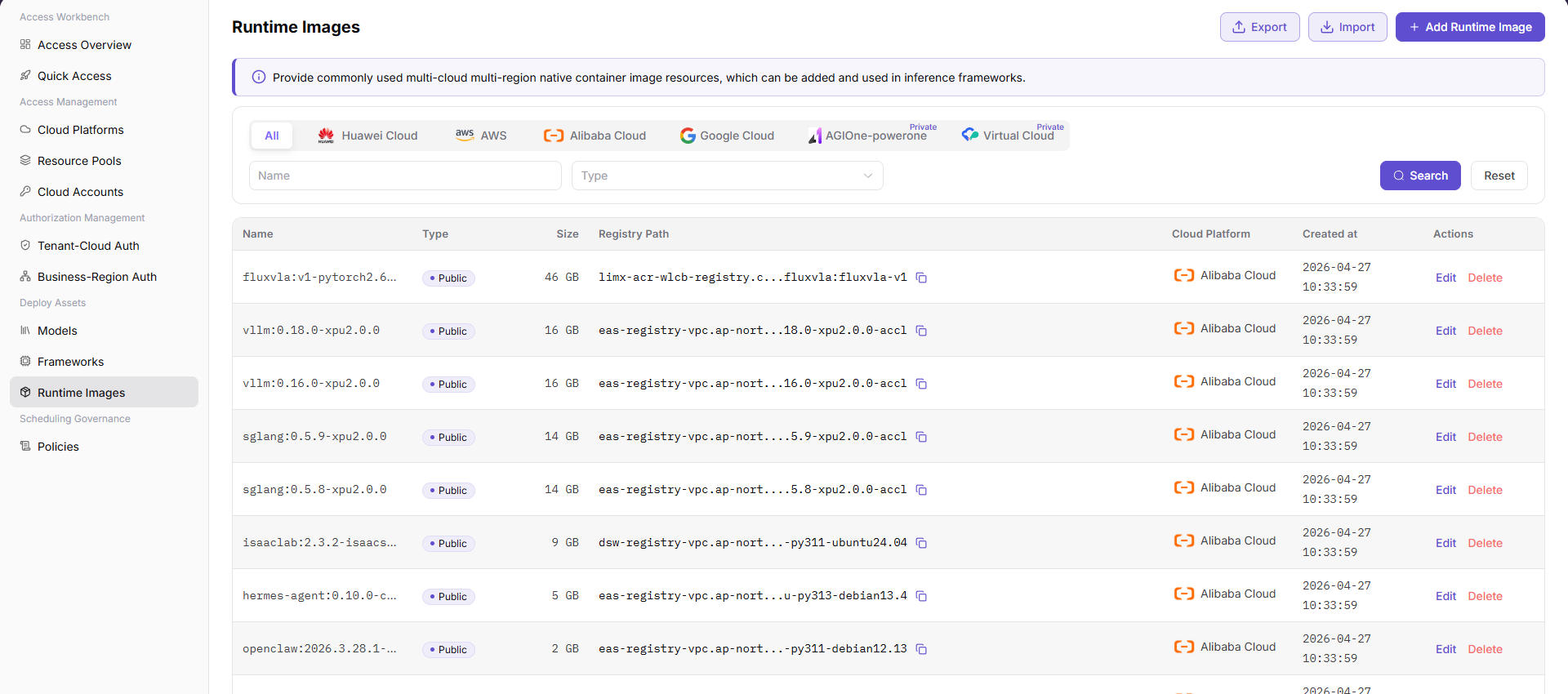 Review runtime images