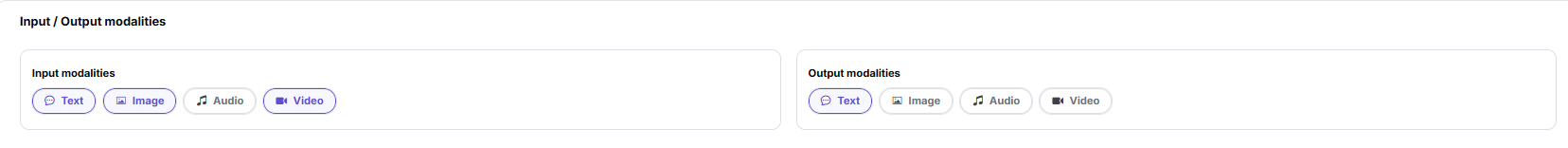 Configure input and output modalities