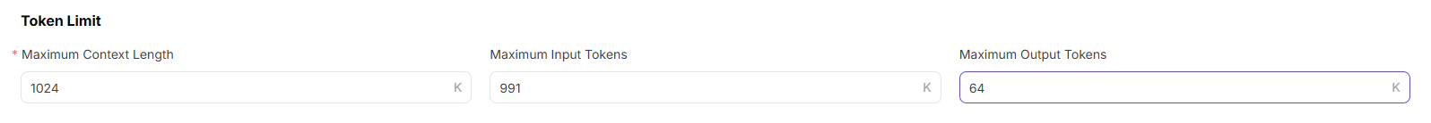 Configure token limits