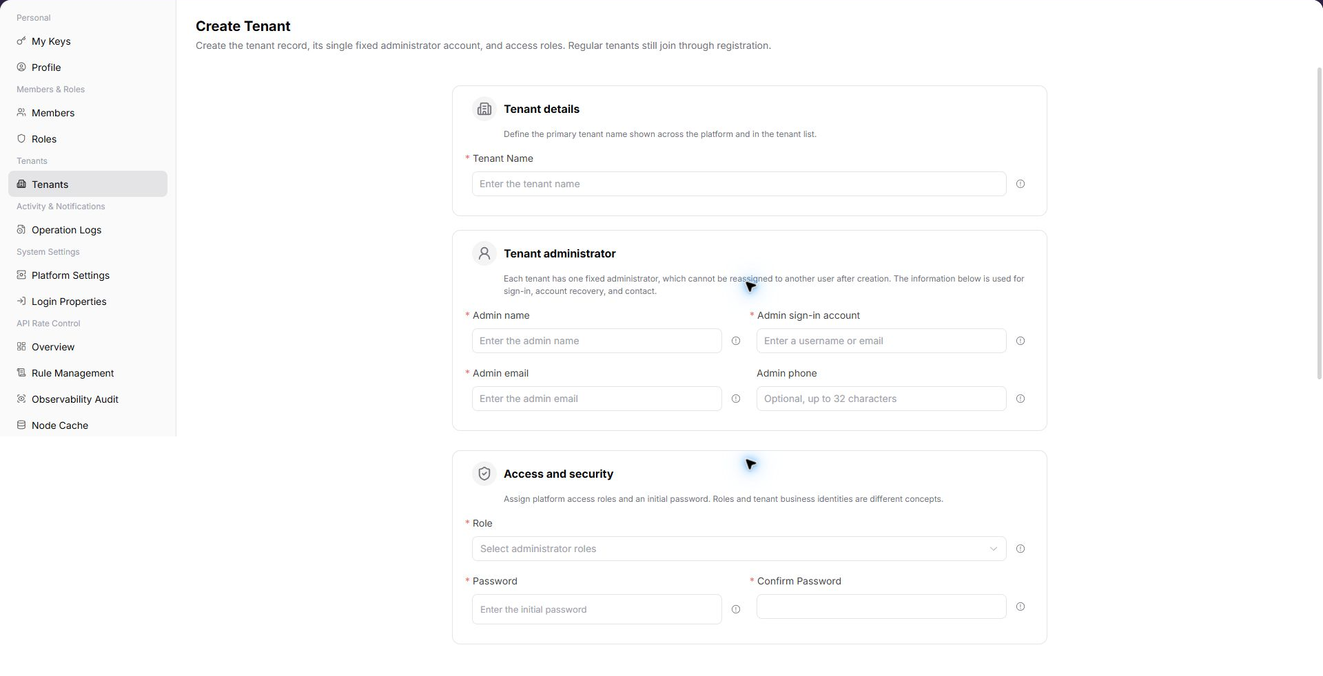 Create Tenant