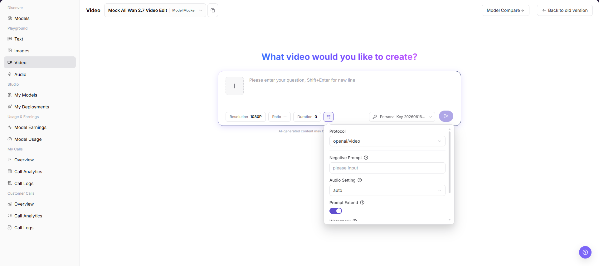 Configure video playground parameters